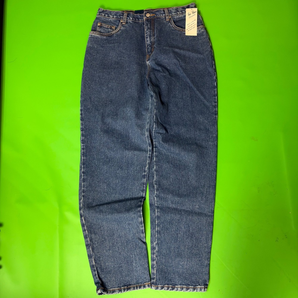 Vintage Bill Blass Easy Fit Jeans Womens 12 Blue High Rise Denim Tapered Leg NWT